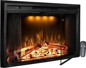 33 Electric Fireplace Inserts with Glass Door and Mesh Screen, Multicolor Flames & Fire Crackling Sounds, Timer, Overheating Protection Fireplace Heater, 750/1500W 33 Electric Fireplace Inserts with Glass Door and Mesh Screen, Multicolor Flames & Fire Crackling Sounds, Timer, Overheating Protection Fireplace Heater, 750/1500W