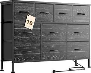 Dresser for Bedroom 10 drawer TV Stand Black fabric dresser for 55'' TV Dresser for Bedroom 10 drawer TV Stand Black fabric dresser for 55'' TV