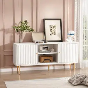 ARTPOWER 55" Mid Century Modern Fluted TV Stand for TVs up to 65 Inch,White ARTPOWER 55" Mid Century Modern Fluted TV Stand for TVs up to 65 Inch,White
