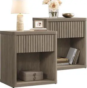 SICOTAS Night Stand Set of 2 Nightstands with Drawer Storage Fluted Bed Side Table End Table Large Modern Wide Bedside Stand Mid Century Night Stands for Bedroom Living Room Sofa Office, Grey Alder SICOTAS Night Stand Set of 2 Nightstands with Drawer Storage Fluted Bed Side Table End Table Large Modern Wide Bedside Stand Mid Century Night Stands for Bedroom Living Room Sofa Office, Grey Alder