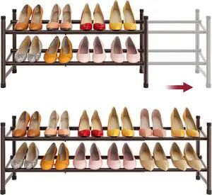 Tajsoon Expandable Shoe Rack for Closet 2 Tier, 28-41Stackable, Bronze Tajsoon Expandable Shoe Rack for Closet 2 Tier, 28-41Stackable, Bronze