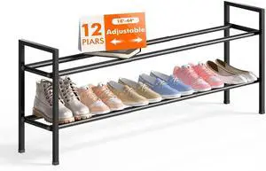 Bumusty 2 Tier Long Expandable Shoe Rack for Closet, Black Bumusty 2 Tier Long Expandable Shoe Rack for Closet, Black