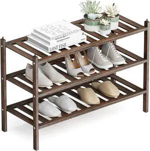 Dranixly Shoe Rack, 3-Tier Bamboo Stackable Shelf Storage Organizer, Stand for Closet, Entryway, Hallway, Bathroom and Living RoomMocha Dranixly Shoe Rack, 3-Tier Bamboo Stackable Shelf Storage Organizer, Stand for Closet, Entryway, Hallway, Bathroom and Living RoomMocha