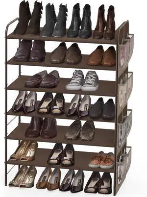 Simple Houseware 6-Tier Shoe Rack Organizer w/Side Hanging Pockets, Bronze Simple Houseware 6-Tier Shoe Rack Organizer w/Side Hanging Pockets, Bronze