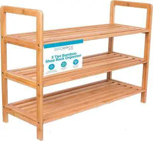 BIRDROCK HOME Bamboo Shoe Rack Organizer for Entryway, Closet, or Front Door - Stackable Wooden Storage Shelf for Small Spaces, Indoor or Outdoor, Decorative Brown Madera - Elegant, Simple - 3 Tier BIRDROCK HOME Bamboo Shoe Rack Organizer for Entryway, Closet, or Front Door - Stackable Wooden Storage Shelf for Small Spaces, Indoor or Outdoor, Decorative Brown Madera - Elegant, Simple - 3 Tier