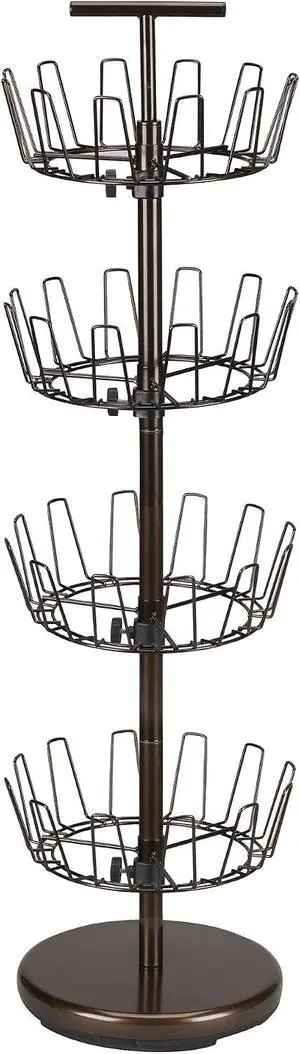 Household Essentials 2139-1 Metal Four-Tier Adjustable Revolving Shoe Rack | Holds up to 24 Pairs of Shoes | Antique Bronze Finish Household Essentials 2139-1 Metal Four-Tier Adjustable Revolving Shoe Rack | Holds up to 24 Pairs of Shoes | Antique Bronze Finish