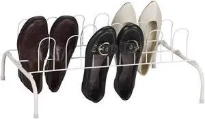 Household Essentials 9-Pair Wire Shoe Rack, White Household Essentials 9-Pair Wire Shoe Rack, White