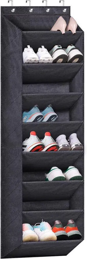 SLEEPING LAMB Over The Door Shoe Organizer for Closet with Large Deep Pockets, Narrow Shoe Rack for Door Hanging Boots Storage, Black SLEEPING LAMB Over The Door Shoe Organizer for Closet with Large Deep Pockets, Narrow Shoe Rack for Door Hanging Boots Storage, Black