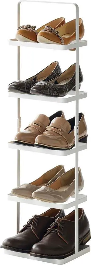 YAMAZAKI Home Tower Compact Modern Metal Shoe Rack - Tall, 31" - Steel - Holds 5 Shoes YAMAZAKI Home Tower Compact Modern Metal Shoe Rack - Tall, 31" - Steel - Holds 5 Shoes