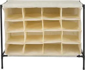 Simplify 16 Pair Shoe Rack with Cover | Stackable | Storage & Organization | Closet | Bedroom | Entryway | Beige Simplify 16 Pair Shoe Rack with Cover | Stackable | Storage & Organization | Closet | Bedroom | Entryway | Beige