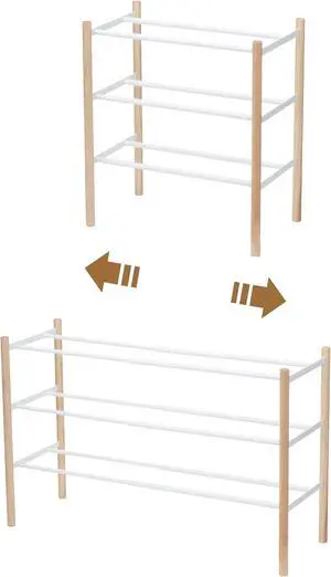 YAMAZAKI home Plain Expandable 3-Tierd Shoe Rack White, YAMAZAKI home Plain Expandable 3-Tierd Shoe Rack White,
