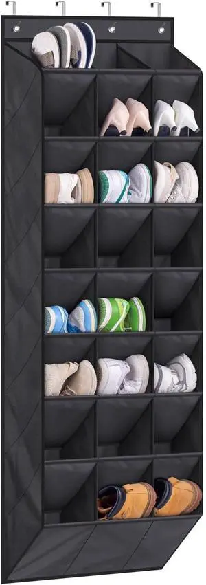 AOODA 24 Pairs Over the Door Shoe Organizer for Closet, Deep Pockets Large Hanging Shoe Rack for Door, 8-Tier Sneaker Holder Hanger, Black AOODA 24 Pairs Over the Door Shoe Organizer for Closet, Deep Pockets Large Hanging Shoe Rack for Door, 8-Tier Sneaker Holder Hanger, Black