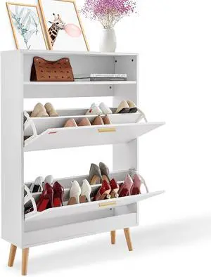 VEVOR Shoe Storage Cabinet for Entryway, 31.5" D x 9.4" W x 47.3" H, White VEVOR Shoe Storage Cabinet for Entryway, 31.5" D x 9.4" W x 47.3" H, White