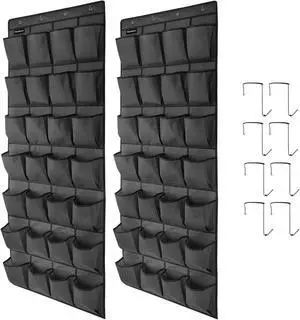 2 Pack 28 Large Pockets Hanging Shoe Organizer Over The Door Shoe Rack for Closet Door Storage Shoe Holder Hanger.8Hooks.Imitation linen Gray 2 Pack 28 Large Pockets Hanging Shoe Organizer Over The Door Shoe Rack for Closet Door Storage Shoe Holder Hanger.8Hooks.Imitation linen Gray