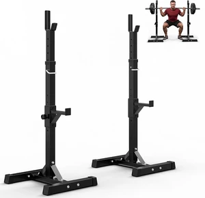 JupiterForce Adjustable Squat Rack Stands, Pair of Sturdy Steel Bench Press Rack, Barbell Rack, 40''-66'' 550lbs Max Load Portable Dumbbell Racks Stands for Home Gym, Black JupiterForce Adjustable Squat Rack Stands, Pair of Sturdy Steel Bench Press Rack, Barbell Rack, 40''-66'' 550lbs Max Load Portable Dumbbell Racks Stands for Home Gym, Black