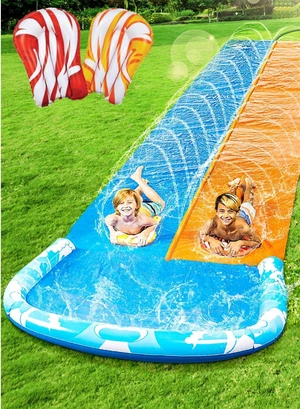 JOYIN 22.5ft Water Slides and 2 Bodyboards, Lawn Water Slide Summer Slip Waterslides Water Toy with Build in Sprinkler for Backyard Outdoor Water Fun for Kids JOYIN 22.5ft Water Slides and 2 Bodyboards, Lawn Water Slide Summer Slip Waterslides Water Toy with Build in Sprinkler for Backyard Outdoor Water Fun for Kids
