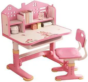 Small Desk, Desk Chair Set, Widened Desktop Multi Separation Cartoon Pattern Kids Adjustable Height Study Table with Drawer Chair Small Desk, Desk Chair Set, Widened Desktop Multi Separation Cartoon Pattern Kids Adjustable Height Study Table with Drawer Chair