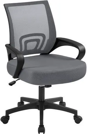 Yaheetech Mid Back Office Chair Executive Task Swivel Rolling Gaming Chair with Lumbar Support and Armrests Rolling Casters, Dark Grey Yaheetech Mid Back Office Chair Executive Task Swivel Rolling Gaming Chair with Lumbar Support and Armrests Rolling Casters, Dark Grey