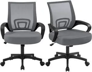 Yaheetech 2 Pack Ergonomic Office Chair with 360° Rolling Casters, Mesh Mid-Back Computer Chair for Recreation Dark Gray Yaheetech 2 Pack Ergonomic Office Chair with 360° Rolling Casters, Mesh Mid-Back Computer Chair for Recreation Dark Gray