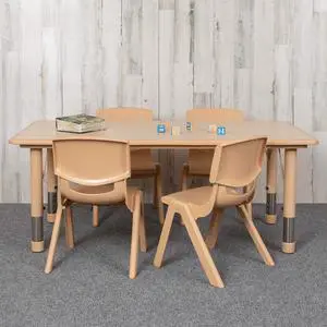 EMMA + OLIVER 23.625" W x 47.25" L Rectangle Natural Plastic Activity Table Set with 4 Chairs EMMA + OLIVER 23.625" W x 47.25" L Rectangle Natural Plastic Activity Table Set with 4 Chairs