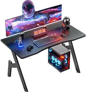HLDIRECT 32 Inch A-Shaped Gaming Desk with Carbon Fibre Surface - Ergonomic PC Workstation for Home Office & Simple Gaming HLDIRECT 32 Inch A-Shaped Gaming Desk with Carbon Fibre Surface - Ergonomic PC Workstation for Home Office & Simple Gaming
