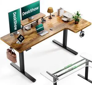 L-Shaped Standing Desk - 63 Inch Adjustable Corner Standing Desk with Flexible Monitor Stand, Electric Sit Stand Computer Table with Memory Controller for Home Office L-Shaped Standing Desk - 63 Inch Adjustable Corner Standing Desk with Flexible Monitor Stand, Electric Sit Stand Computer Table with Memory Controller for Home Office