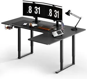 ONBRILL L Shaped Standing Desk, 71x43 Inches Electric L Stand Up Desk with 4 Legs, Dual Motor and Memory Controller, Adjustable Height from 28-46 Inches for Home and Computer Workstation, Black ONBRILL L Shaped Standing Desk, 71x43 Inches Electric L Stand Up Desk with 4 Legs, Dual Motor and Memory Controller, Adjustable Height from 28-46 Inches for Home and Computer Workstation, Black