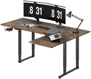 ONBRILL L Shaped Standing Desk, 71x43 Inches Electric L Stand Up Desk with 4 Legs, Dual Motor and Memory Controller, Adjustable Height from 28-46 Inches for Home and Computer Workstation, Rustic Brown ONBRILL L Shaped Standing Desk, 71x43 Inches Electric L Stand Up Desk with 4 Legs, Dual Motor and Memory Controller, Adjustable Height from 28-46 Inches for Home and Computer Workstation, Rustic Brown