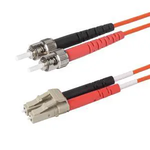 1-Pack 35 Meter ST to LC Fiber Optic Patch Cable, Red and Black Boots, Corning InfiniCor Multimode OM1 62.5/125um Optical Fiber, Duplex Orange Riser OFNR Cable Jacket 1-Pack 35 Meter ST to LC Fiber Optic Patch Cable, Red and Black Boots, Corning InfiniCor Multimode OM1 62.5/125um Optical Fiber, Duplex Orange Riser OFNR Cable Jacket