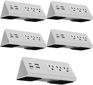Desk Clamp Power Strip with USB-C Port, Nightstand Charging Station, 3 AC Outlets, 3 USB-A Ports, Fast Charger, Easy Installation for Home, Offices, Hotels 4.9 Ft, White, 5 Pcs Desk Clamp Power Strip with USB-C Port, Nightstand Charging Station, 3 AC Outlets, 3 USB-A Ports, Fast Charger, Easy Installation for Home, Offices, Hotels 4.9 Ft, White, 5 Pcs