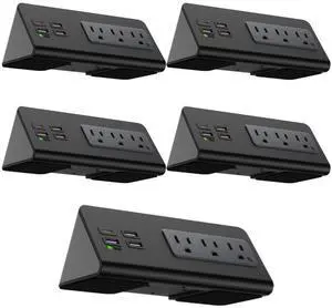 Desk Clamp Power Strip with USB-C Port, Nightstand Charging Station, 3 AC Outlets, 3 USB-A Ports, Fast Charger, Easy Installation for Home, Offices, Hotels 4.9 Ft, Black, 5 Pcs Desk Clamp Power Strip with USB-C Port, Nightstand Charging Station, 3 AC Outlets, 3 USB-A Ports, Fast Charger, Easy Installation for Home, Offices, Hotels 4.9 Ft, Black, 5 Pcs