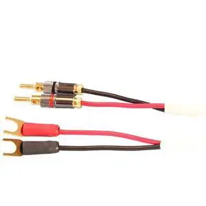 Ten White Speaker Cable, with Welded Terminations (Single Cable - for one Speaker), Assembled in USA (30 Foot, Bananas to Spades) Ten White Speaker Cable, with Welded Terminations (Single Cable - for one Speaker), Assembled in USA (30 Foot, Bananas to Spades)