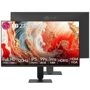 27 inch FHD (1920 x 1080) IPS LED Computer Monitor, 120Hz, AMD FreeSync, HDR10, sRGB 99%, Black Stabilizer, Reader Mode, Flicker Safe, HDMI & VGA, Tilt Adjustable Stand, Black 27 inch FHD (1920 x 1080) IPS LED Computer Monitor, 120Hz, AMD FreeSync, HDR10, sRGB 99%, Black Stabilizer, Reader Mode, Flicker Safe, HDMI & VGA, Tilt Adjustable Stand, Black