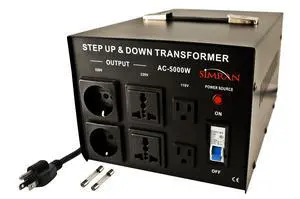 AC-5000 Step Up/Down Voltage Transformer Power Converter for Conversion Between 110 Volt and 220 Volts with Circuit Breaker, CE Certified, 5000 Watts, Black AC-5000 Step Up/Down Voltage Transformer Power Converter for Conversion Between 110 Volt and 220 Volts with Circuit Breaker, CE Certified, 5000 Watts, Black