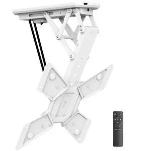 Motorized Ceiling TV Mount with Remote, Electric Flip Down Fold Up Pitched Roof Mount Fits 32, 37, 40, 47, 50 and 55 Inch Flat Screen TVs and Monitors, White Motorized Ceiling TV Mount with Remote, Electric Flip Down Fold Up Pitched Roof Mount Fits 32, 37, 40, 47, 50 and 55 Inch Flat Screen TVs and Monitors, White