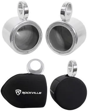 MAC65S Bundle: (2) Polished Aluminum 6.5" Wakeboard Tower Speaker Pods, (2) RWBC Neoprene Protective Covers for Marine Tower Speakers, 4-Items MAC65S Bundle: (2) Polished Aluminum 6.5" Wakeboard Tower Speaker Pods, (2) RWBC Neoprene Protective Covers for Marine Tower Speakers, 4-Items