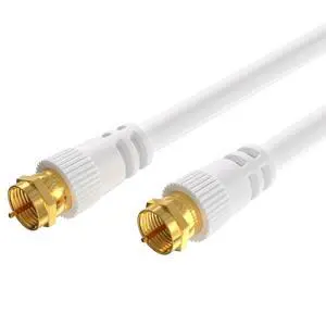 Pack of 10 x Coaxial Cables 100FT White Coax RG6 Male F Type Extension Wire Digital Audio Video for Indoor and Outdoor Satellite Dish Cable TV Antenna Pack of 10 x Coaxial Cables 100FT White Coax RG6 Male F Type Extension Wire Digital Audio Video for Indoor and Outdoor Satellite Dish Cable TV Antenna