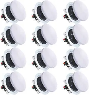 Set of 12 5.25 Inch 8 Ohm 175 Watts Ceiling Speakers, Flush Mount in-Wall in-Ceiling 2-Way Mid Bass Woofer Speakers with Titanium Dome Tweeter - Perfect for Home, Office Set of 12 5.25 Inch 8 Ohm 175 Watts Ceiling Speakers, Flush Mount in-Wall in-Ceiling 2-Way Mid Bass Woofer Speakers with Titanium Dome Tweeter - Perfect for Home, Office