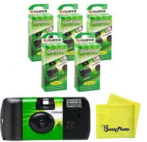 QuickSnap Flash 400 One Time Use 35mm Disposable Camera with Flash w/BuzzPhoto Microfiber Cleaning Cloth (5-Pack) QuickSnap Flash 400 One Time Use 35mm Disposable Camera with Flash w/BuzzPhoto Microfiber Cleaning Cloth (5-Pack)