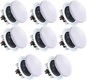 Set of 8 5.25 Inch 8 Ohm 175 Watts Ceiling Speakers, Flush Mount in-Wall in-Ceiling 2-Way Mid Bass Woofer Speakers with Titanium Dome Tweeter - Perfect for Home, Office Set of 8 5.25 Inch 8 Ohm 175 Watts Ceiling Speakers, Flush Mount in-Wall in-Ceiling 2-Way Mid Bass Woofer Speakers with Titanium Dome Tweeter - Perfect for Home, Office