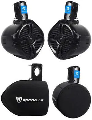 RWB65B Bundle: Pair of 6.5-in 2-Way 500-Watt Peak / 300-Watt RMS Marine Wakeboard Tower Speakers - Black, Pair of RWBC 6.5-in Neoprene Speaker Covers, 2-Items RWB65B Bundle: Pair of 6.5-in 2-Way 500-Watt Peak / 300-Watt RMS Marine Wakeboard Tower Speakers - Black, Pair of RWBC 6.5-in Neoprene Speaker Covers, 2-Items
