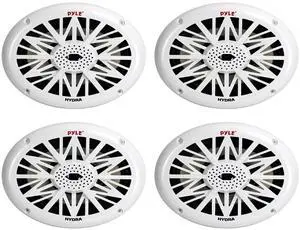 6'' x 9'' 260 Watt Water Resistant Marine Outdoor Boat ATV UTV Sound System Speakers with Removable Grill and Poly Carbon Cone, White (4 Pack) 6'' x 9'' 260 Watt Water Resistant Marine Outdoor Boat ATV UTV Sound System Speakers with Removable Grill and Poly Carbon Cone, White (4 Pack)