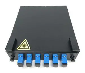 Wall Mount Fiber Enclosure with Splicing Module and Loaded 6 Port SC-UPC Singlemode LGX Panel Wall Mount Fiber Enclosure with Splicing Module and Loaded 6 Port SC-UPC Singlemode LGX Panel