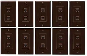 Decorative 1 Gang 2 Port Cat5e Ethernet Wall Plate - Brown/Brown (10 Pack) Decorative 1 Gang 2 Port Cat5e Ethernet Wall Plate - Brown/Brown (10 Pack)