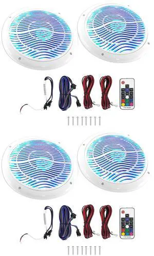 RMC80LW 8" Marine Boat Speakers, 400W RMS / 1600W Total Peak, LED Lighting with Remote, Waterproof UV Protected, for Marine and Outdoor Audio, 2-Piece RMC80LW 8" Marine Boat Speakers, 400W RMS / 1600W Total Peak, LED Lighting with Remote, Waterproof UV Protected, for Marine and Outdoor Audio, 2-Piece