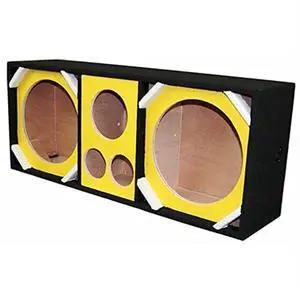 Two 12in Woofers Plus Two Tweeters and One Horn Yellow Empty Chuchera Speaker Enclosure - D12T2H1YELLOW Two 12in Woofers Plus Two Tweeters and One Horn Yellow Empty Chuchera Speaker Enclosure - D12T2H1YELLOW