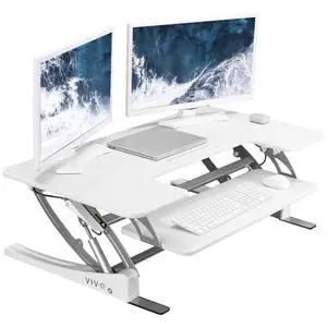 42 inch Height Adjustable Stand Up Desk Converter, V Series, Quick Sit to Stand Tabletop Dual Monitor Riser Workstation, White, DESK-V000VLW 42 inch Height Adjustable Stand Up Desk Converter, V Series, Quick Sit to Stand Tabletop Dual Monitor Riser Workstation, White, DESK-V000VLW