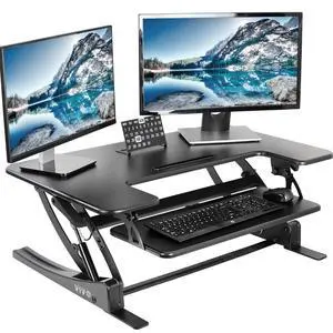 36 inch Height Adjustable Stand Up Desk Converter, V Series, Quick Sit to Stand Tabletop Dual Monitor Riser Workstation, Black, DESK-V000V 36 inch Height Adjustable Stand Up Desk Converter, V Series, Quick Sit to Stand Tabletop Dual Monitor Riser Workstation, Black, DESK-V000V
