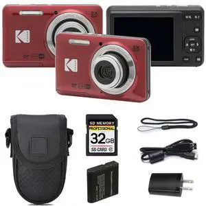 PIXPRO FZ55 Digital Camera, 16MP Compact Point & Shoot, 5X Optical Zoom, 28mm Wide Angle Lens, 1080P Full HD Video, Red + Camera Case & 32GB SD Card PIXPRO FZ55 Digital Camera, 16MP Compact Point & Shoot, 5X Optical Zoom, 28mm Wide Angle Lens, 1080P Full HD Video, Red + Camera Case & 32GB SD Card