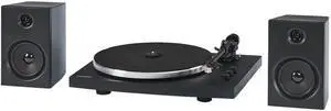 T150C-BK 2-Speed Bluetooth Turntable Record Player System with Weighted Tone Arm and Stereo Speakers, Black T150C-BK 2-Speed Bluetooth Turntable Record Player System with Weighted Tone Arm and Stereo Speakers, Black